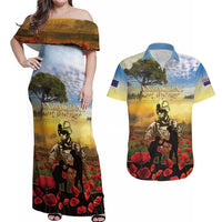 New Zealand ANZAC Day Couples Matching Off Shoulder Maxi Dress and Hawaiian Shirt The Ode Remembrance And Poppy