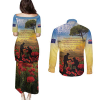 New Zealand ANZAC Day Couples Matching Puletasi and Long Sleeve Button Shirt The Ode Remembrance And Poppy