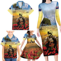 New Zealand ANZAC Day Family Matching Long Sleeve Bodycon Dress and Hawaiian Shirt The Ode Remembrance And Poppy
