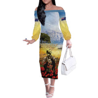 New Zealand ANZAC Day Family Matching Off The Shoulder Long Sleeve Dress and Hawaiian Shirt The Ode Remembrance And Poppy