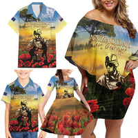 New Zealand ANZAC Day Family Matching Off Shoulder Short Dress and Hawaiian Shirt The Ode Remembrance And Poppy