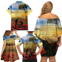 New Zealand ANZAC Day Family Matching Off Shoulder Short Dress and Hawaiian Shirt The Ode Remembrance And Poppy
