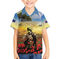 New Zealand ANZAC Day Family Matching Off Shoulder Short Dress and Hawaiian Shirt The Ode Remembrance And Poppy