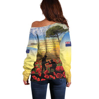 New Zealand ANZAC Day Off Shoulder Sweater The Ode Remembrance And Poppy