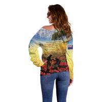 New Zealand ANZAC Day Off Shoulder Sweater The Ode Remembrance And Poppy