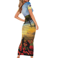 New Zealand ANZAC Day Short Sleeve Bodycon Dress The Ode Remembrance And Poppy DT04 - Polynesian Pride