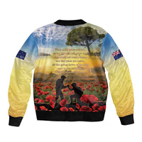 New Zealand ANZAC Day Sleeve Zip Bomber Jacket The Ode Remembrance And Poppy