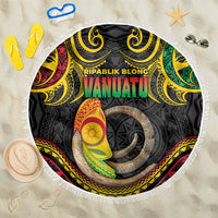 Vanuatu Language Week Beach Blanket Boar Tusk Warrior Tribal Floral Pattern