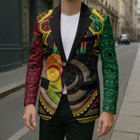Vanuatu Language Week Blazer Boar Tusk Warrior Tribal Floral Pattern
