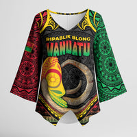 Vanuatu Language Week Kimono Sleeve Blouse Boar Tusk Warrior Tribal Floral Pattern