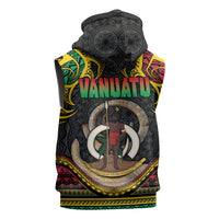 Vanuatu Language Week Sleeveless Hoodie Boar Tusk Warrior Tribal Floral Pattern