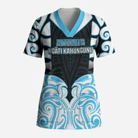 Custom Aotearoa Ngati Kahungunu Scrub Top New Zealand Traditional Maori Pattern