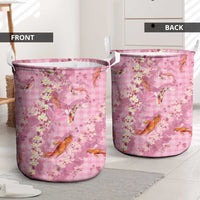 Pink Palaka Hawaiian And Japanese Laundry Basket Sakura Lei With Koi Fish - Polynesian Pride