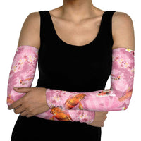 Pink Palaka Hawaiian And Japanese Arm Sleeves Sakura Lei With Koi Fish - Polynesian Pride