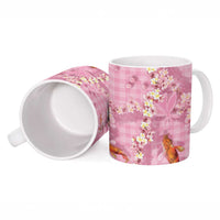 Pink Palaka Hawaiian And Japanese Ceramic Mug Sakura Lei With Koi Fish - Polynesian Pride