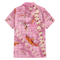 Pink Palaka Hawaiian And Japanese Family Matching Long Sleeve Bodycon Dress and Hawaiian Shirt Sakura Lei With Koi Fish DT05 - Polynesian Pride