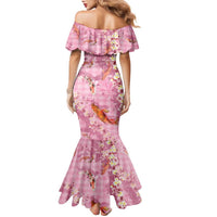 Pink Palaka Hawaiian And Japanese Family Matching Mermaid Dress and Hawaiian Shirt Sakura Lei With Koi Fish - Polynesian Pride