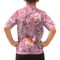 Pink Palaka Hawaiian And Japanese Family Matching Off Shoulder Short Dress and Hawaiian Shirt Sakura Lei With Koi Fish DT05 - Polynesian Pride