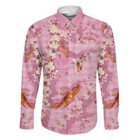 Pink Palaka Hawaiian And Japanese Family Matching Puletasi and Hawaiian Shirt Sakura Lei With Koi Fish - Polynesian Pride