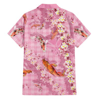 Pink Palaka Hawaiian And Japanese Family Matching Summer Maxi Dress and Hawaiian Shirt Sakura Lei With Koi Fish DT05 - Polynesian Pride