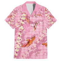 Pink Palaka Hawaiian And Japanese Family Matching Tank Maxi Dress and Hawaiian Shirt Sakura Lei With Koi Fish - Polynesian Pride