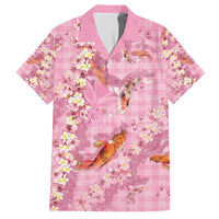 Pink Palaka Hawaiian And Japanese Hawaiian Shirt Sakura Lei With Koi Fish - Polynesian Pride
