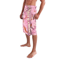 Pink Palaka Hawaiian And Japanese Lavalava Sakura Lei With Koi Fish - Polynesian Pride
