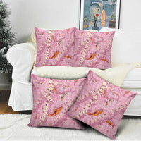 Pink Palaka Hawaiian And Japanese Pillow Cover Sakura Lei With Koi Fish - Polynesian Pride