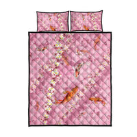 Pink Palaka Hawaiian And Japanese Quilt Bed Set Sakura Lei With Koi Fish - Polynesian Pride
