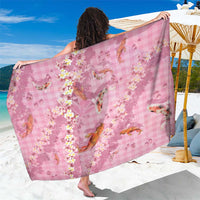 Pink Palaka Hawaiian And Japanese Sarong Sakura Lei With Koi Fish - Polynesian Pride