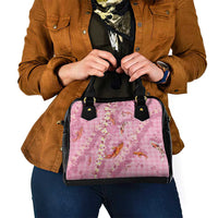 Pink Palaka Hawaiian And Japanese Shoulder Handbag Sakura Lei With Koi Fish - Polynesian Pride