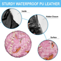 Pink Palaka Hawaiian And Japanese Spare Tire Cover Sakura Lei With Koi Fish - Polynesian Pride