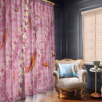 Pink Palaka Hawaiian And Japanese Window Curtain Sakura Lei With Koi Fish - Polynesian Pride