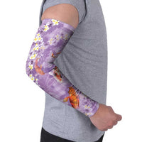 Purple Palaka Hawaiian And Japanese Arm Sleeves Sakura Lei With Koi Fish - Polynesian Pride