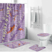 Purple Palaka Hawaiian And Japanese Bathroom Set Sakura Lei With Koi Fish - Polynesian Pride