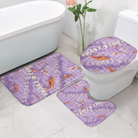 Purple Palaka Hawaiian And Japanese Bathroom Set Sakura Lei With Koi Fish - Polynesian Pride