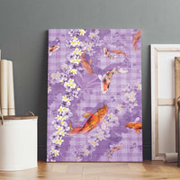 Purple Palaka Hawaiian And Japanese Canvas Wall Art Sakura Lei With Koi Fish - Polynesian Pride
