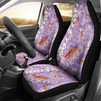 Purple Palaka Hawaiian And Japanese Car Seat Cover Sakura Lei With Koi Fish - Polynesian Pride