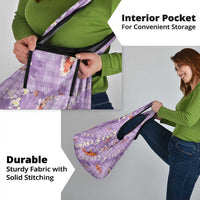 Purple Palaka Hawaiian And Japanese Grocery Bag Sakura Lei With Koi Fish - Polynesian Pride