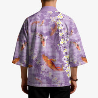 Purple Palaka Hawaiian And Japanese Kimono Sakura Lei With Koi Fish - Polynesian Pride