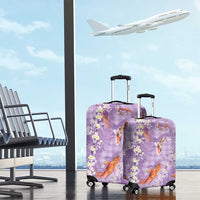 Purple Palaka Hawaiian And Japanese Luggage Cover Sakura Lei With Koi Fish - Polynesian Pride