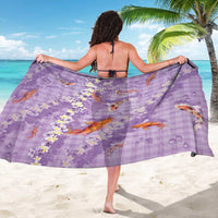 Purple Palaka Hawaiian And Japanese Sarong Sakura Lei With Koi Fish - Polynesian Pride