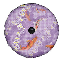 Purple Palaka Hawaiian And Japanese Spare Tire Cover Sakura Lei With Koi Fish - Polynesian Pride