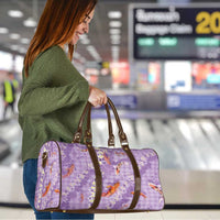 Purple Palaka Hawaiian And Japanese Travel Bag Sakura Lei With Koi Fish - Polynesian Pride