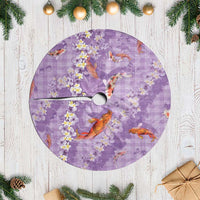 Purple Palaka Hawaiian And Japanese Tree Skirt Sakura Lei With Koi Fish - Polynesian Pride