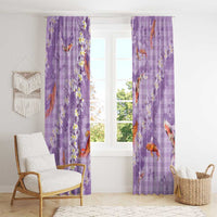 Purple Palaka Hawaiian And Japanese Window Curtain Sakura Lei With Koi Fish - Polynesian Pride