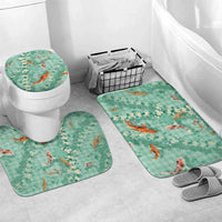 Green Palaka Hawaiian And Japanese Bathroom Set Sakura Lei With Koi Fish - Polynesian Pride
