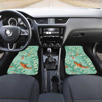 Green Palaka Hawaiian And Japanese Car Mats Sakura Lei With Koi Fish - Polynesian Pride