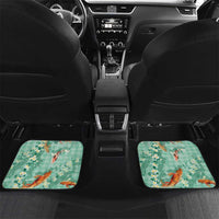 Green Palaka Hawaiian And Japanese Car Mats Sakura Lei With Koi Fish - Polynesian Pride