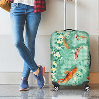Green Palaka Hawaiian And Japanese Luggage Cover Sakura Lei With Koi Fish - Polynesian Pride
